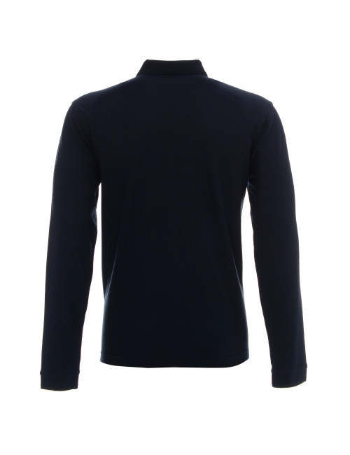 Promostars POLO Men`s LONG COTTON NAVY embroidered logo screenprint