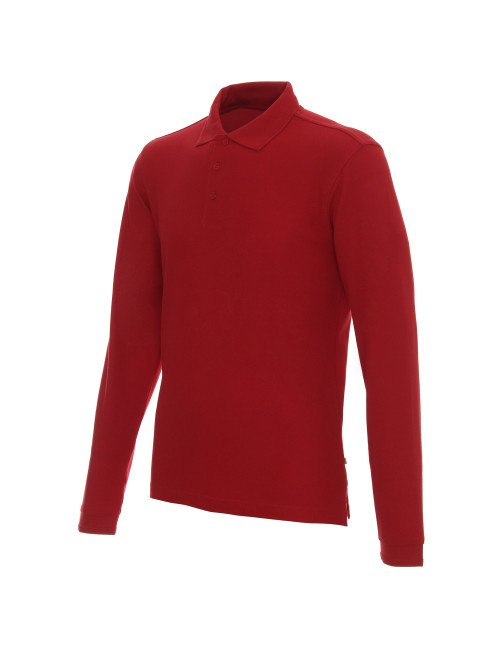 Promostars POLO Herren LONG COTTON RED Stickerei-Siebdruck-Logo