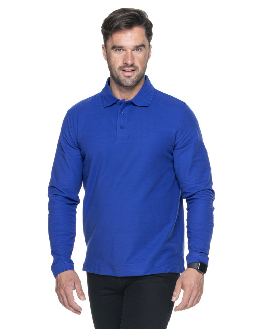 Promostars POLO Men`s LONG COTTON CORNFLOWER Embroidery Screen Print Logo