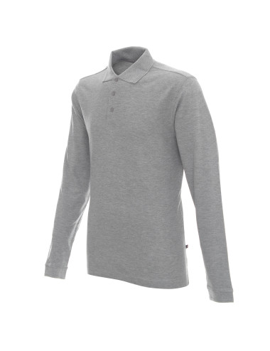 Promostars POLO LONG COTTON LIGHT GREY MELANGE für Herren mit Logo-Stickerei