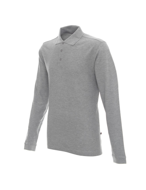 Promostars Men`s POLO LONG COTTON LIGHT GRAY MELANGE embroidered logo print