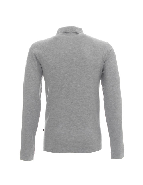 Promostars Men`s POLO LONG COTTON LIGHT GRAY MELANGE embroidered logo print