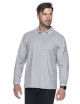 Promostars Men`s POLO LONG COTTON LIGHT GRAY MELANGE embroidered logo print