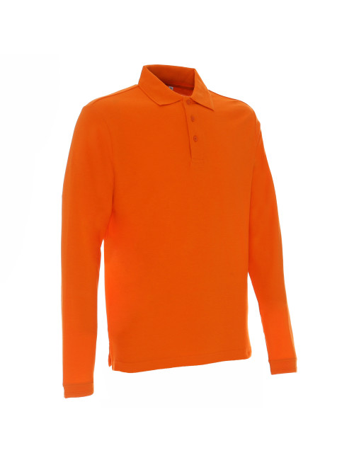Promostars Men`s POLO LONG COTTON ORANGE embroidery silkscreen logo
