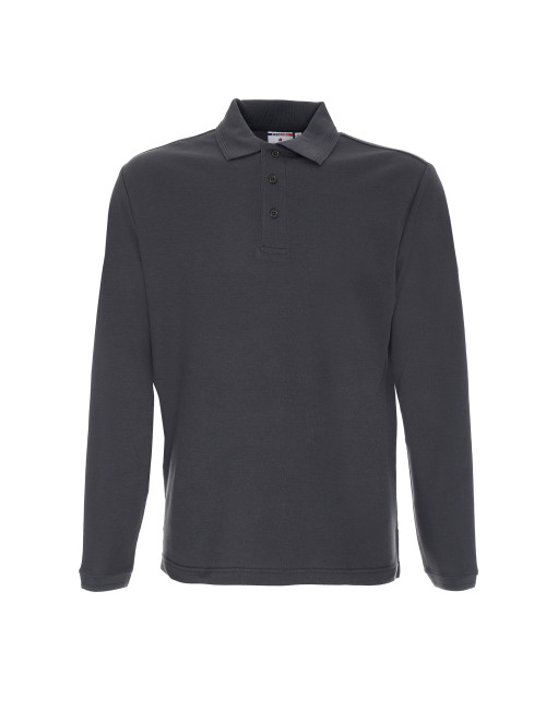 Promostars POLO Męska LONG COTTON SZARY nadruk DTG haft logo firm