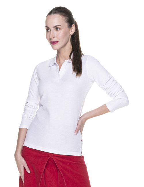Damenpolo Promostars Ladies' Long Cotton Weiß
