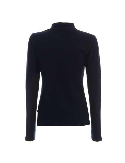 Promostars POLO DAMEN LANG AUS BAUMWOLLE NAVYBLAU mit aufgesticktem Logo für Damen