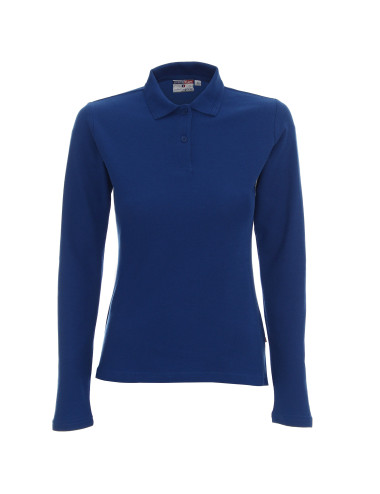 Promostars POLO Women`s LADIES` LONG COTTON CORNFLOWER embroidered logo print