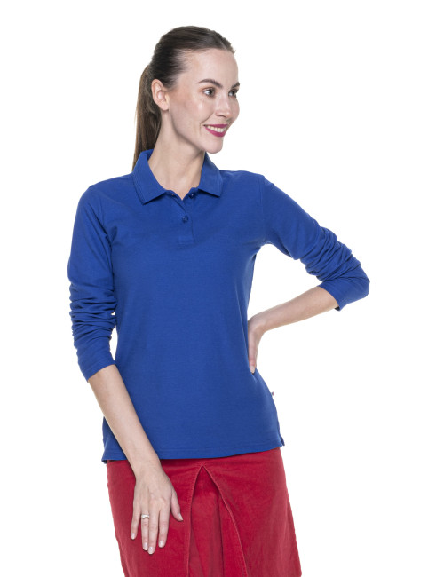 Promostars POLO Damen LADIES` LONG COTTON CROWN BROWN mit Logo-Stickerei
