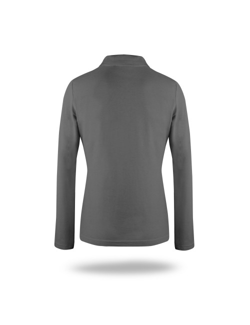 Promostars POLO Damen LADIES` LONG COTTON GREY Stickerei, Siebdruck