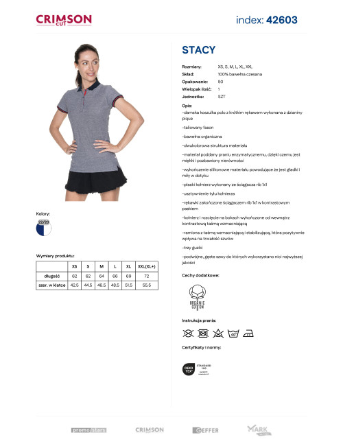 Damenpolo Promostars Stacy Marineblau/Weiß