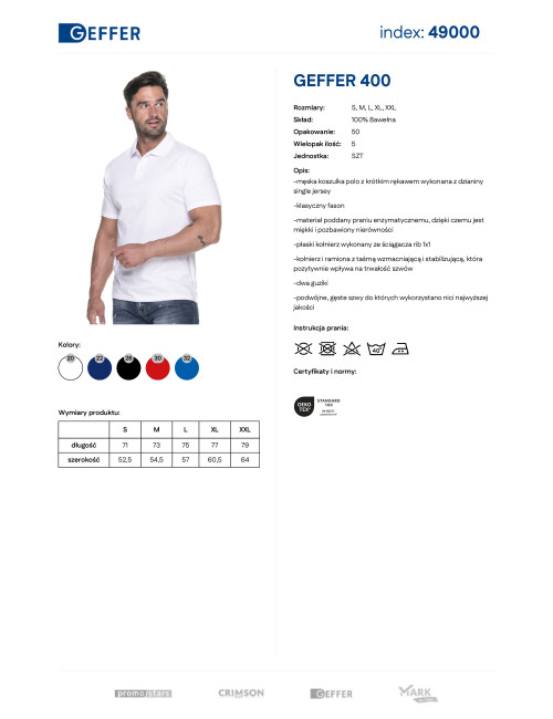Polo męska Promostars Geffer 400 biały - P&M