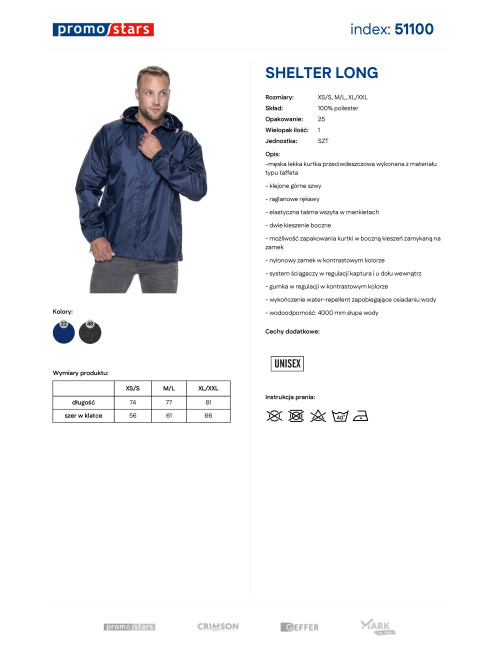 Herrenjacke Promostars Shelter Long marineblau