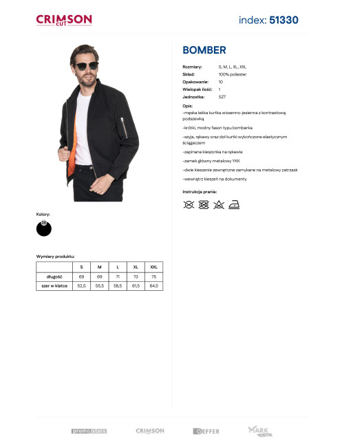 Kurtka męska Promostars Bomber czarna - P&M