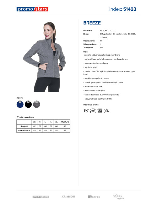 Promostars Damen JACKET BREEZE GREY MELANGE Stickerei DTF Siebdruck