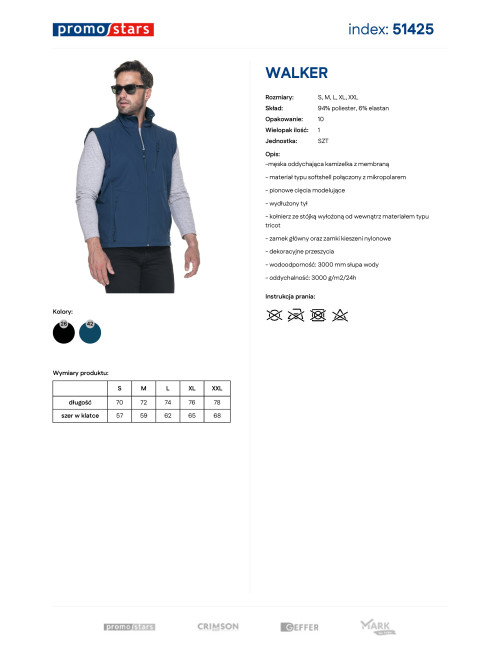 Promostars Men`s VEST WALKER DARK BLUE logo embroidery print