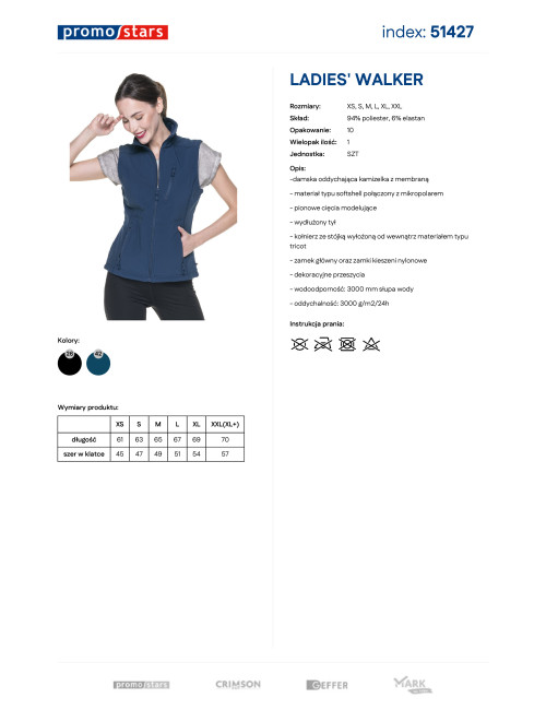 Promostars Women`s LADIES` WALKER VEST DARK BLUE logo embroidery