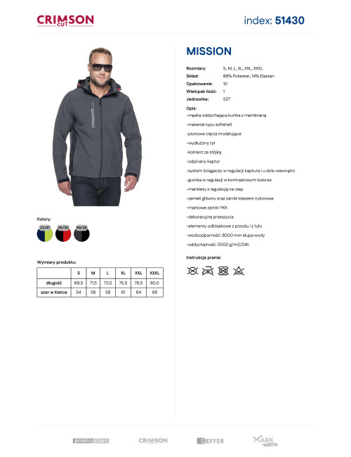 CRIMSON CUT JACKET Men MISSION DARK GRAY MELANGE/BLACK embroidery logo