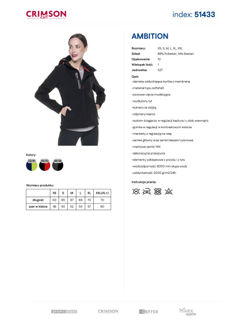 CRIMSON CUT Damen AMBITION JACKET SCHWARZ DTG-Druck, Stickerei, Siebdruck