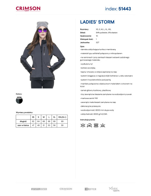 Damenjacke Promostars Ladies' Storm dunkelgrau/schwarz