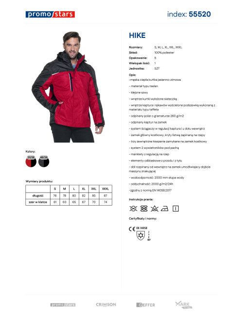 Herrenjacke Promostars Hike Dunkelrot/Schwarz
