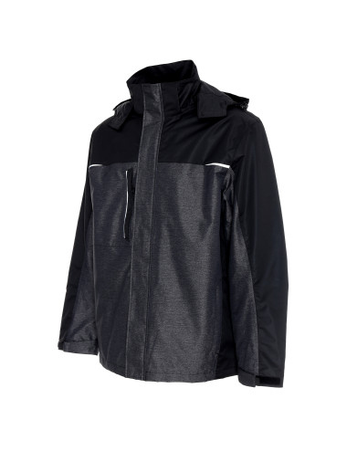 Promostars Herren HIKE JACKET DARK GREY MELANGE/BLACK Stickereidruck