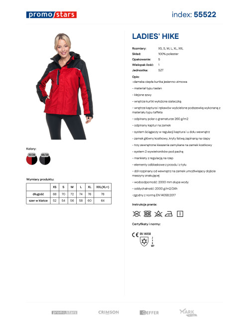 Promostars Ladies’ Hike Jacket Dark Red/Black