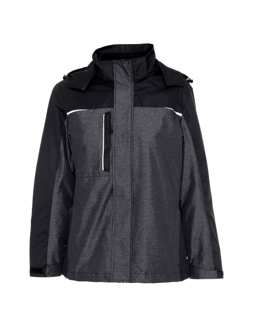 Promostars LADIES` HIKE Damen JACKE DUNKELGRAU MELANGE/SCHWARZ Stickerei