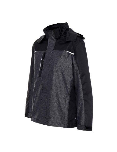 Promostars LADIES` HIKE Damen JACKE DUNKELGRAU MELANGE/SCHWARZ Stickerei