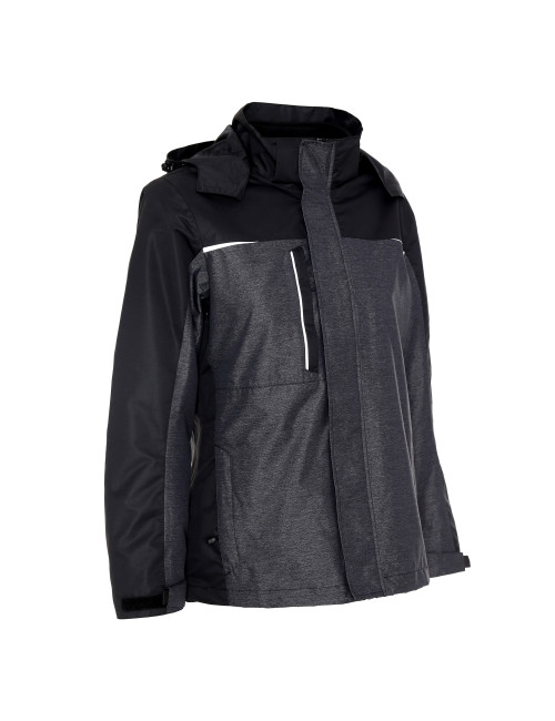 Promostars LADIES` HIKE Damen JACKE DUNKELGRAU MELANGE/SCHWARZ Stickerei