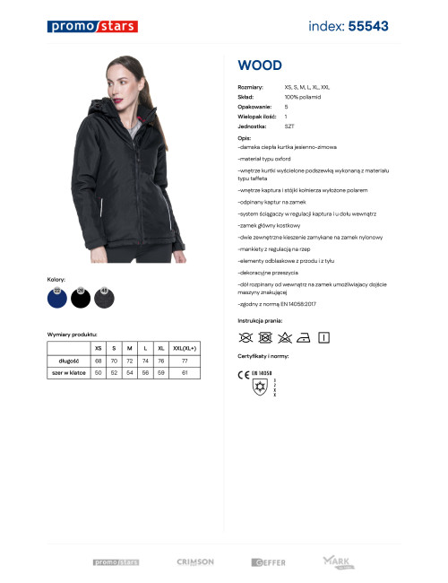 Promostars Women`s JACKET WOOD BLACK embroidery DTG print silkscreen logo
