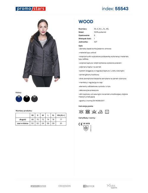 Promostars DAMENJACKE WOOD DARK GREY MELANGE Siebdruck-Logo