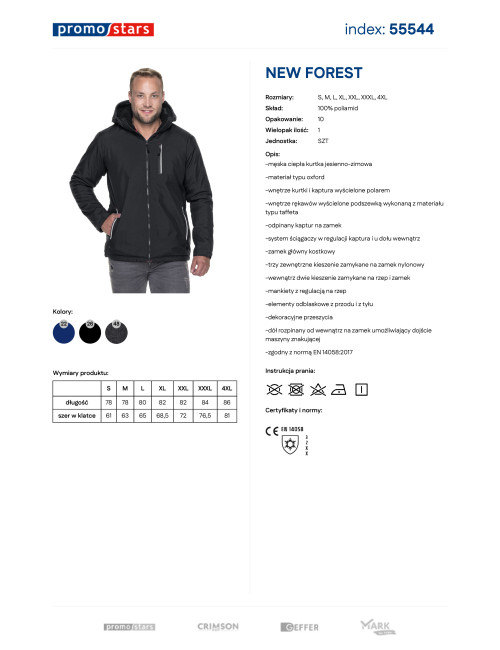 Promostars Men`s JACKET NEW FOREST BLACK Embroidery Screen Print Logo