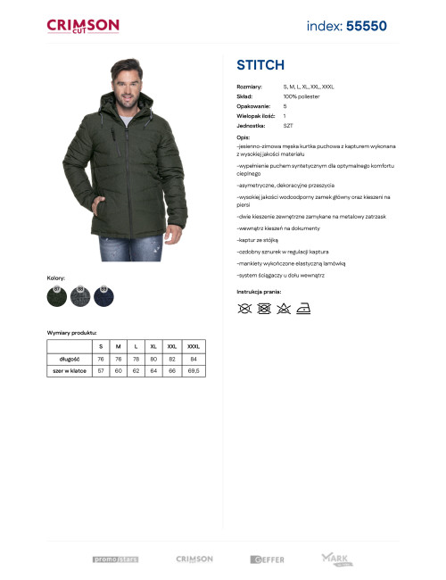 Herren-Daunenjacke Promostars Stitch dunkelgrün meliert