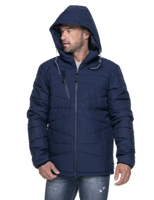 Promostars Men`s JACKET STITCH DARK NAVY MELANGE embroidery print