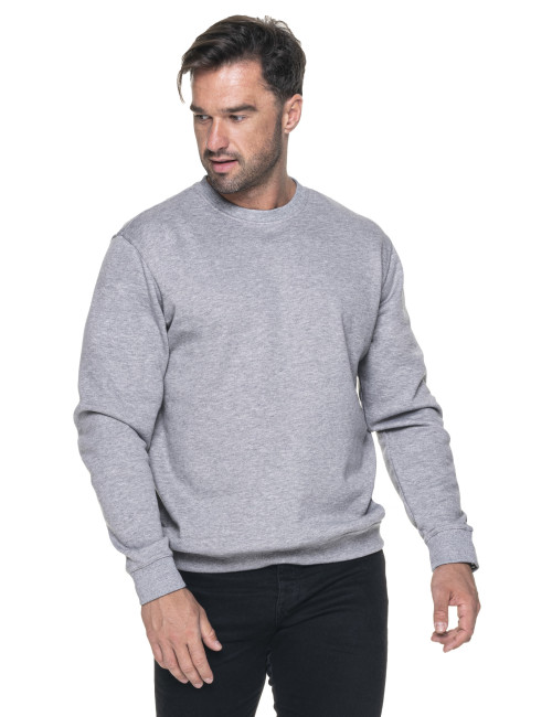 Promostars WEEKEND SWEATSHIRT für Herren, HELLGRAU MELANGE, Stickerei, Logodruck
