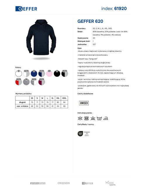 GEFFER Herren SWEATSHIRT 620 NAVY BLUE Siebdruck-Logo DTF-Druckstickerei