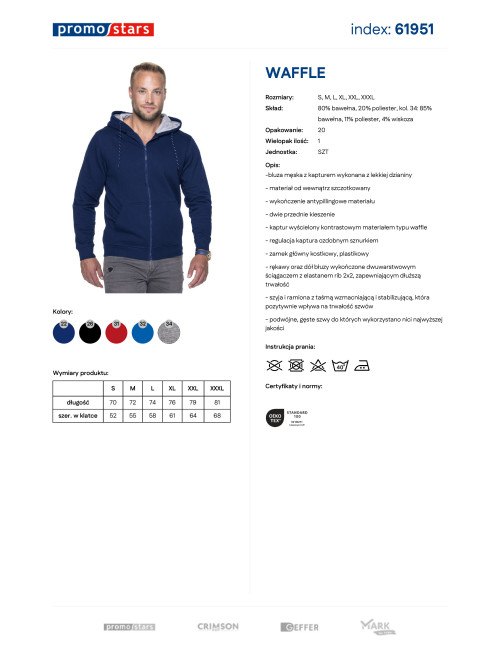 Men's Promostars Waffle Hoodie Navy Blue