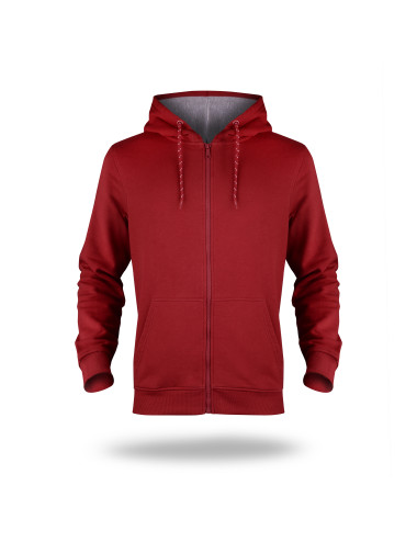 Promostars Men`s SWEATSHIRT WAFFLE DARK RED Embroidery silkscreen logo