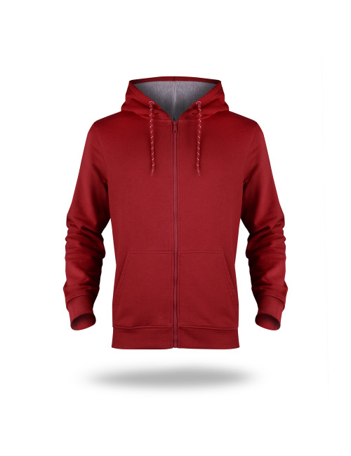 Promostars Men`s SWEATSHIRT WAFFLE DARK RED Embroidery silkscreen logo
