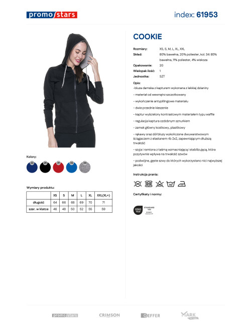 Promostars Damen-SWEATSHIRT COOKIE BLACK mit Siebdruck-Logo-Aufdruck