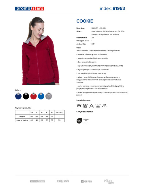 Promostars Women`s SWEATSHIRT COOKIE DARK RED logo silkscreen print