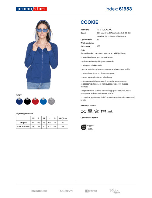 Promostars Women`s SWEATSHIRT COOKIE CORNFLOWER Embroidery screen printing logo