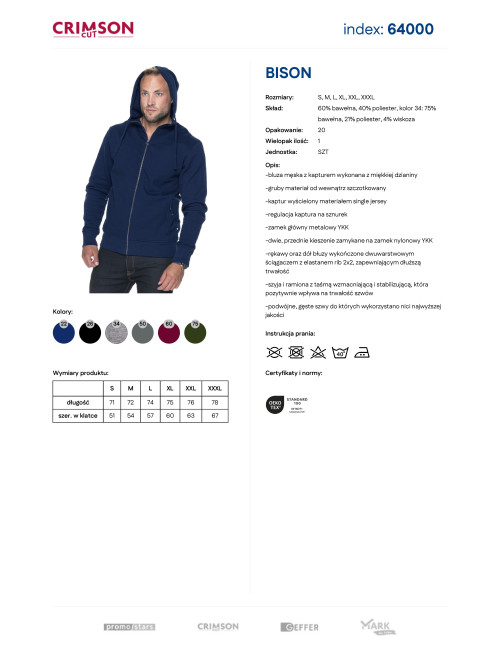 Bluza męska Promostars Bison granatowy - P&M