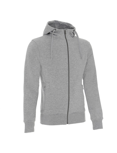 CRIMSON CUT HERREN-SWEATSHIRT BISON HELLGRAU MELANGE, gesticktes Siebdruck-Logo