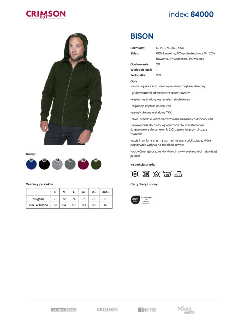 CRIMSON CUT HERREN-SWEATSHIRT BISON FOREST GREEN, Stickerei, Siebdruck, Logo-Druck