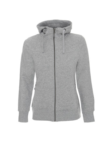 CRIMSON CUT Damen-SWEATSHIRT LADIES` BISON HELLGRAU MELANGE mit Aufdruck und Stickerei