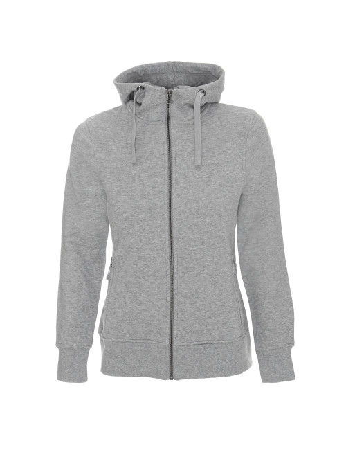 CRIMSON CUT Damen-SWEATSHIRT LADIES` BISON HELLGRAU MELANGE mit Aufdruck und Stickerei
