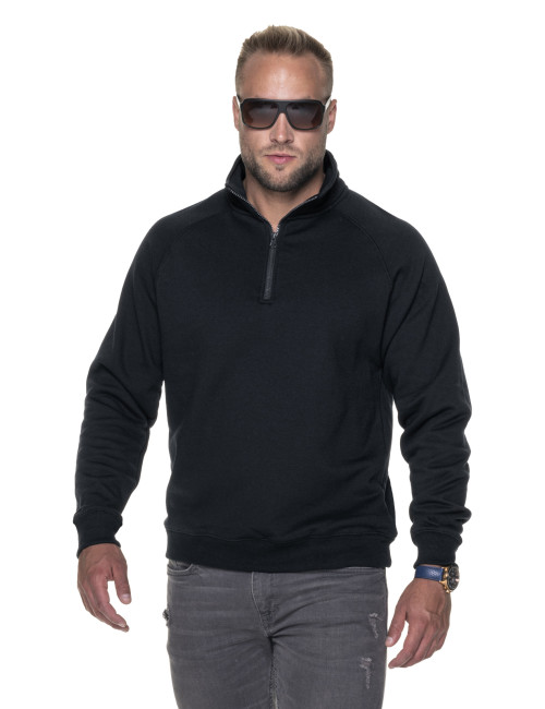 Promostars Men`s SWEATSHIRT ZIPPER BLACK embroidery silkscreen print DTG logo