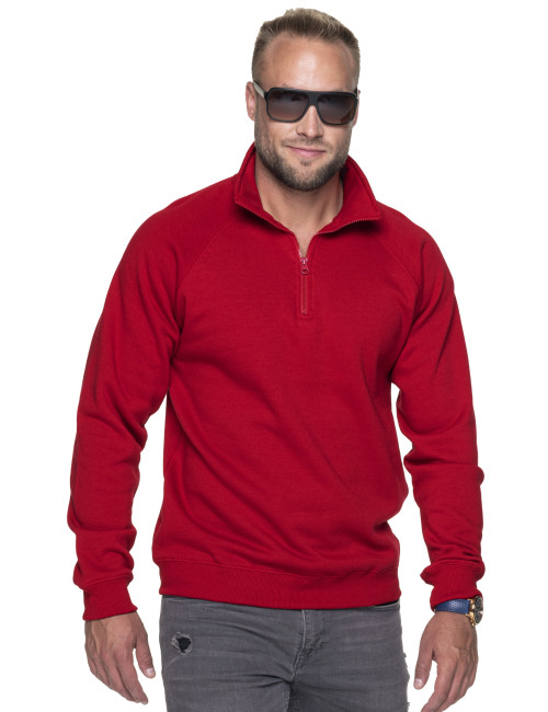 Promostars Men`s SWEATSHIRT ZIPPER RED embroidery screen printing logo DTG print